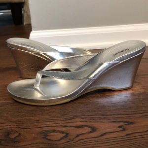 Silver Wedge Sandals